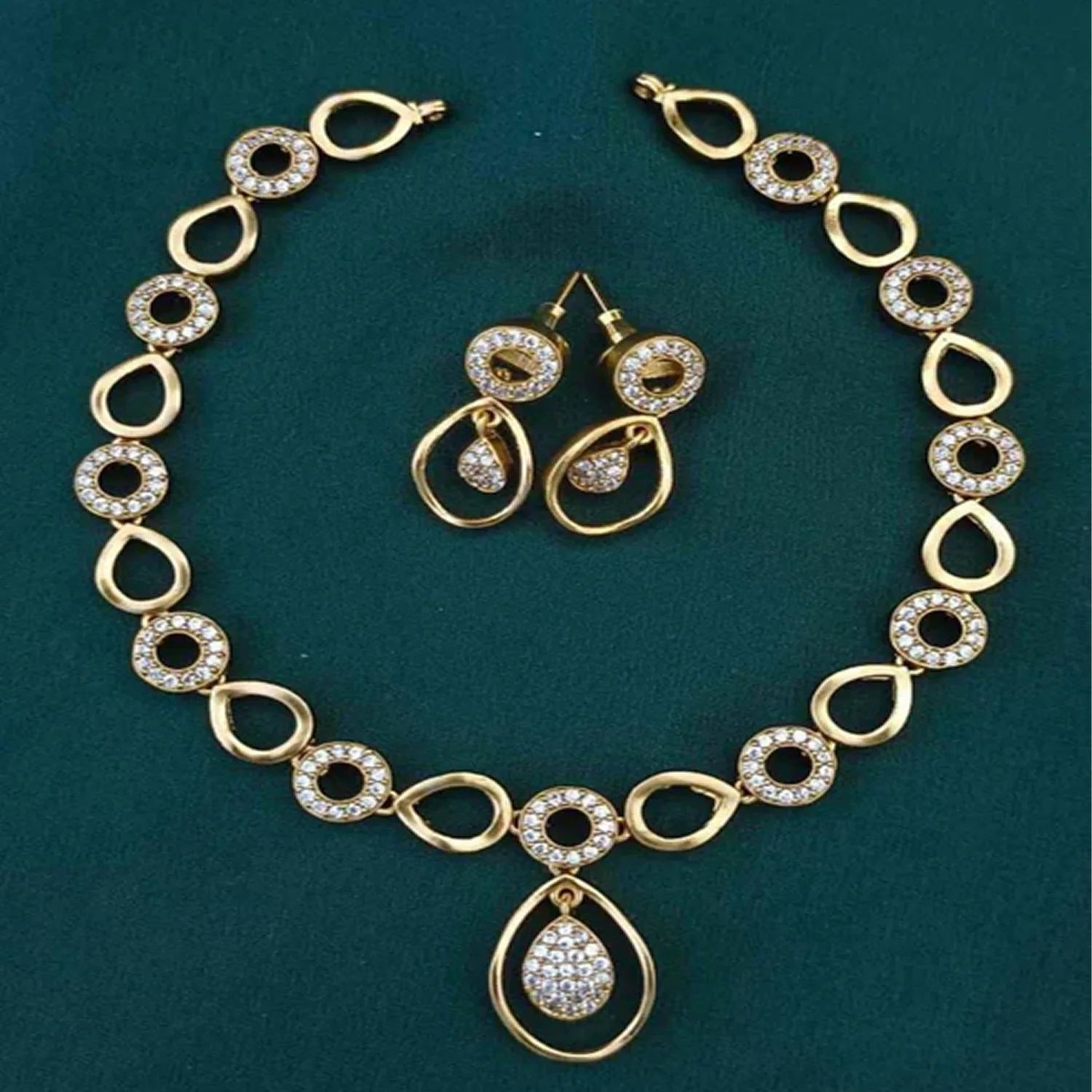 Multicolor Stone Gold Plated Designer Necklace Set with Earrings