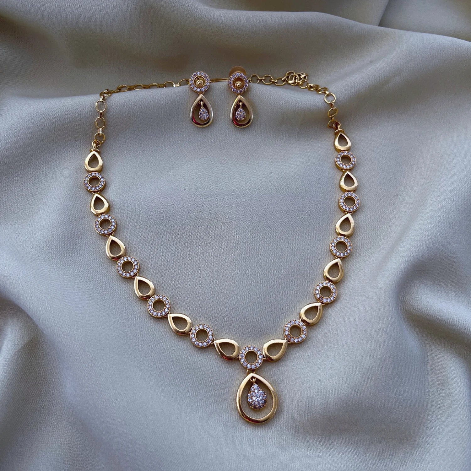 Multicolor Stone Gold Plated Designer Necklace Set with Earrings