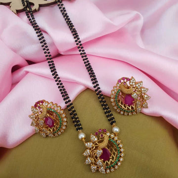 Peacock Mangalsutra Pendant Set with AD Stones