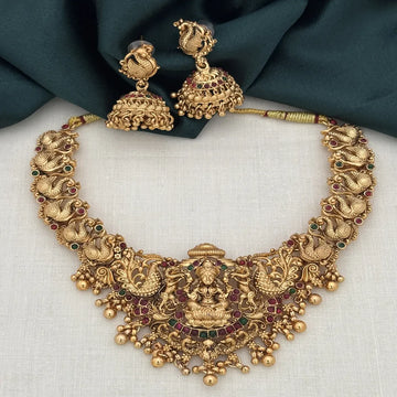 Lakshmi Peacock Antique Gold South Indian Necklace Set