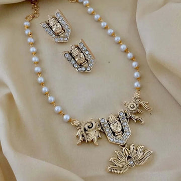 Lakshmi Pearl Temple Choker Set with Earrings