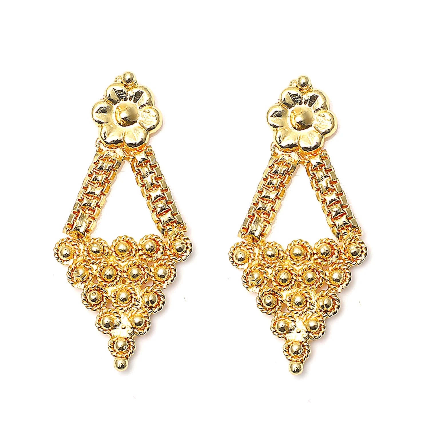 Elegant Gold Beaded South Indian Necklace Set with Earrings