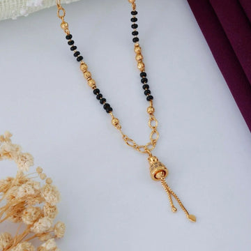Elegant Gold Plated Black Beads Mangalsutra Necklace for Women