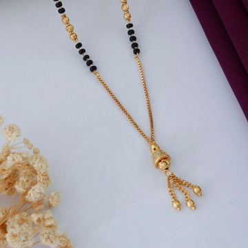 Minimal Gold Plated Black Beads Mangalsutra Necklace for Women