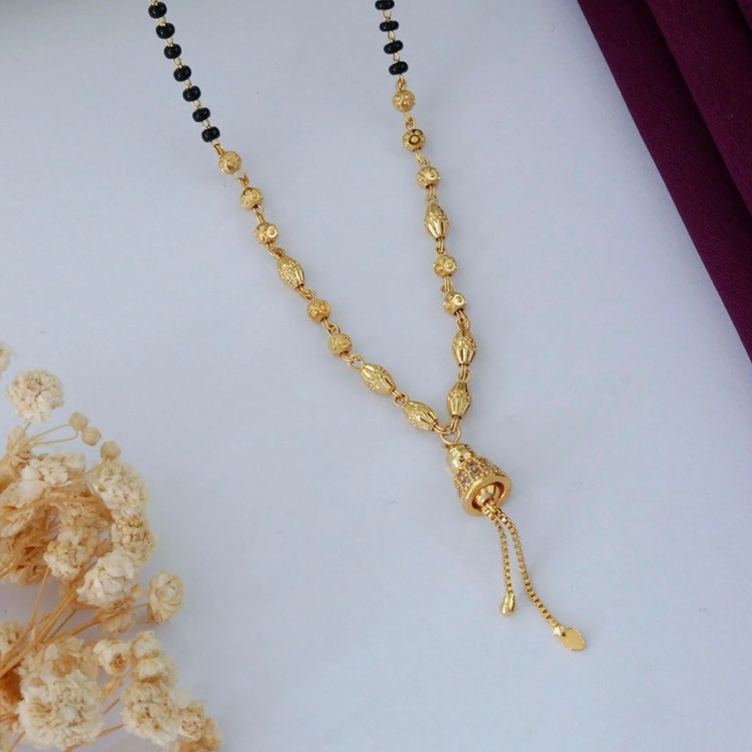 Traditional Gold Plated Black Beads Mangalsutra for Women