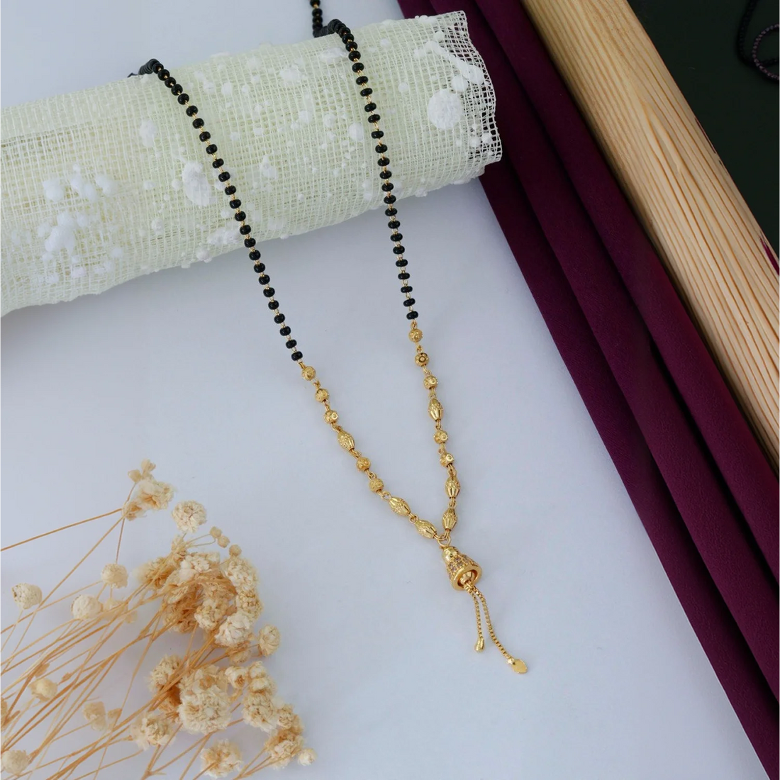 Traditional Gold Plated Black Beads Mangalsutra for Women