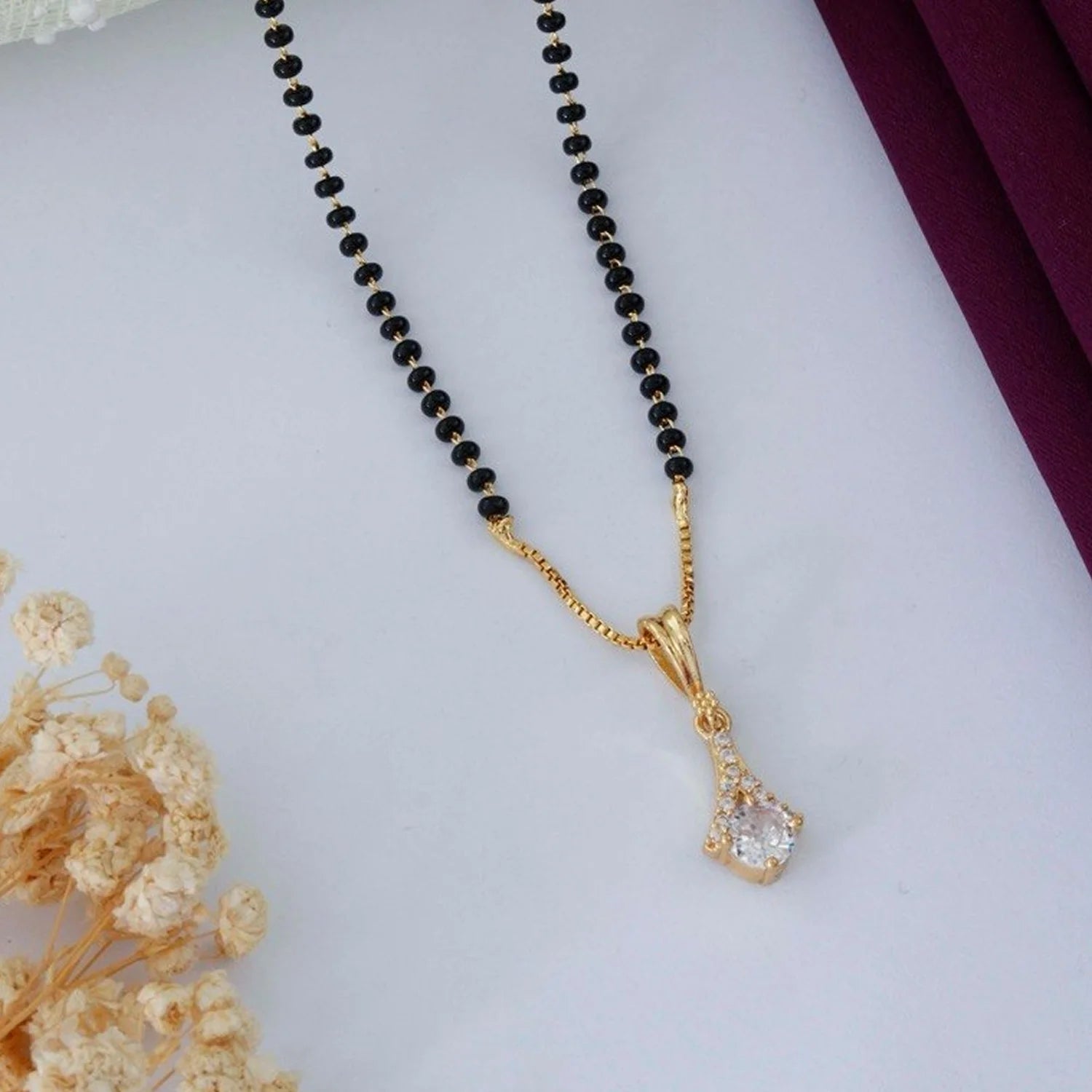 Elegant Solitaire Gold Plated Mangalsutra Necklace for Women
