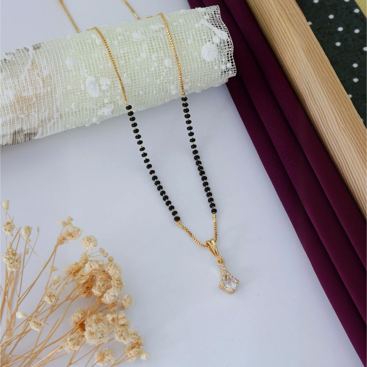Elegant Solitaire Gold Plated Mangalsutra Necklace for Women