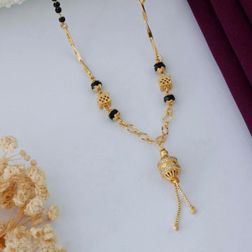 Designer Gold Plated Black Beads Mangalsutra Necklace for Women