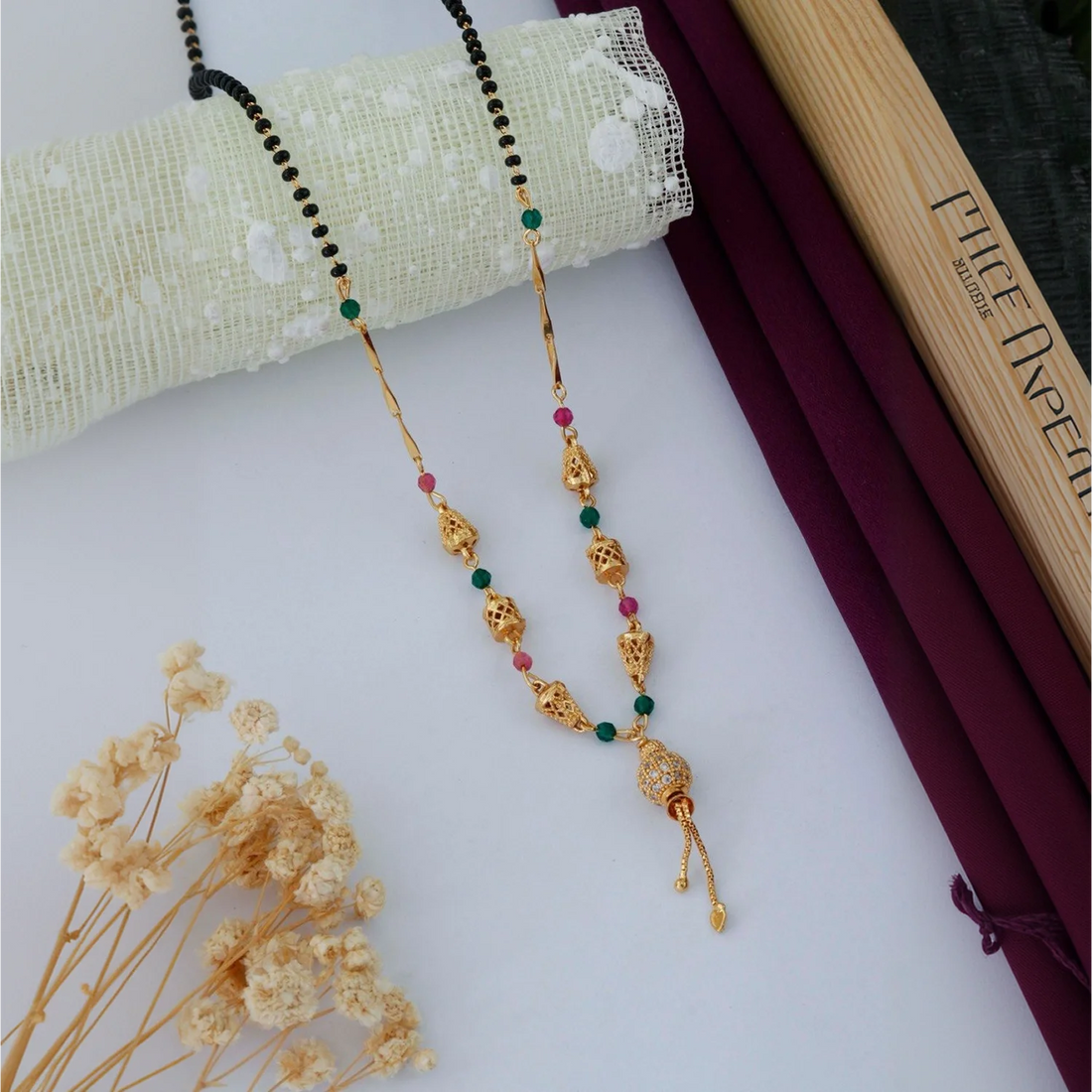 Traditional Gold Plated Multicolor Beads Mangalsutra Necklace for Women