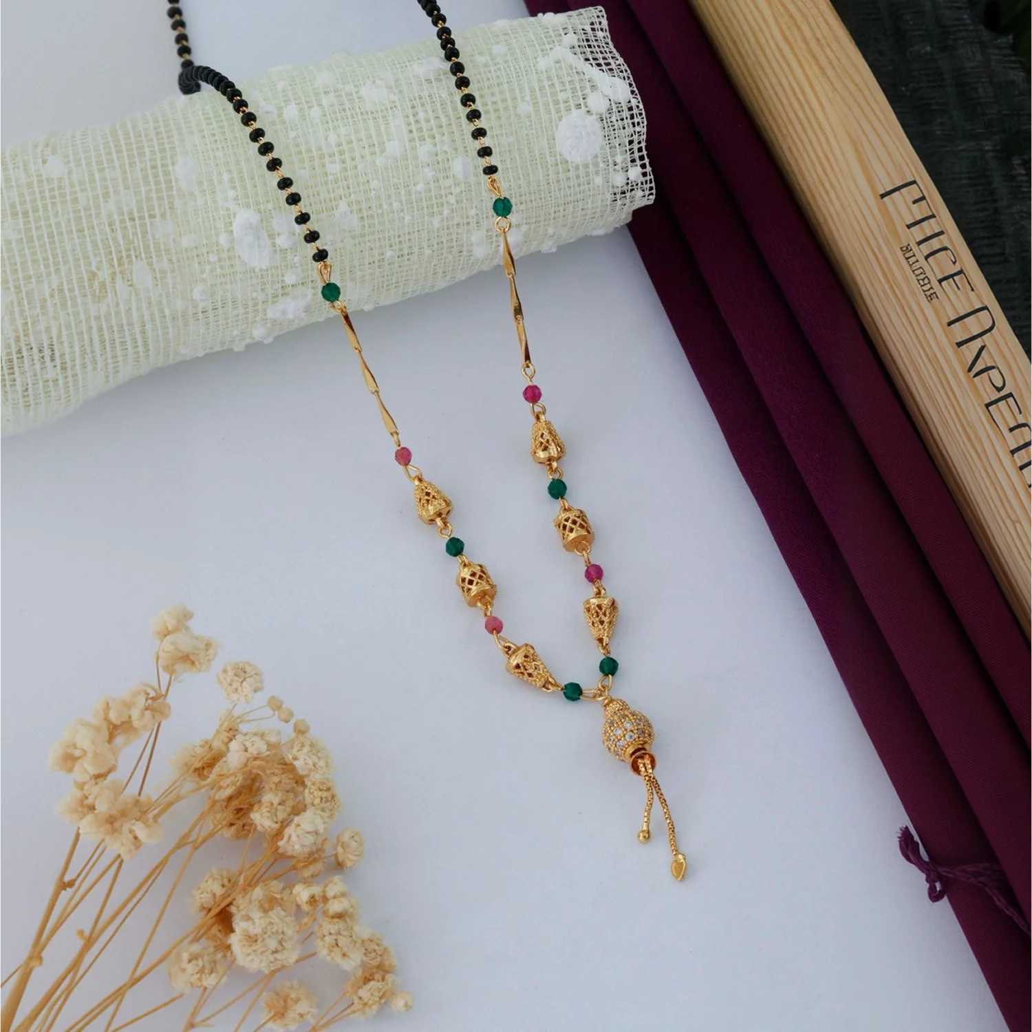 Traditional Gold Plated Multicolor Beads Mangalsutra Necklace for Women
