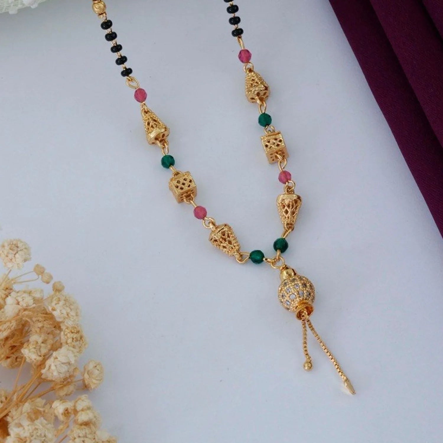 Traditional Gold Plated Multicolor Beads Mangalsutra for Women