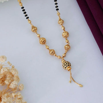 Traditional Gold Plated Black Beads Mangalsutra Necklace