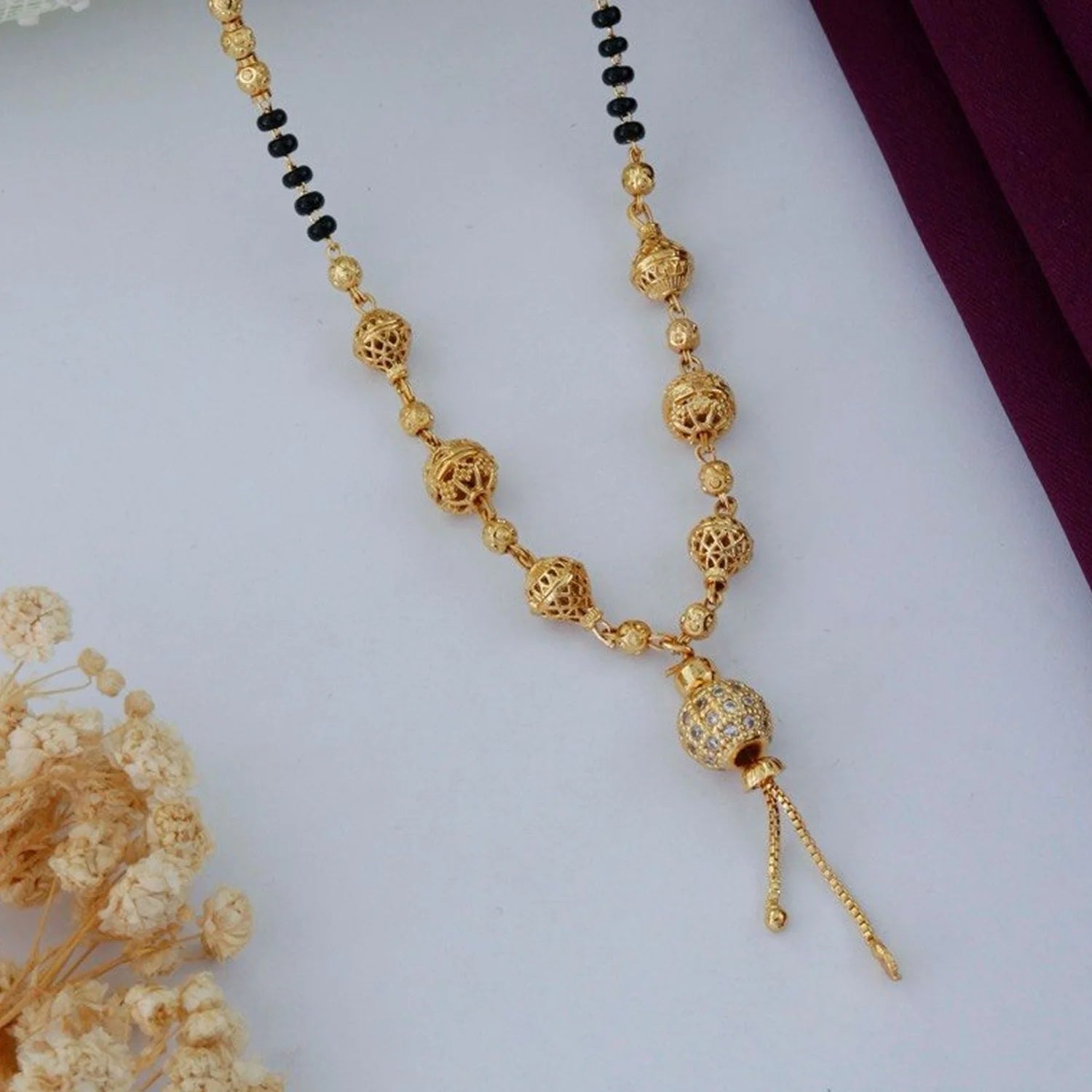 Traditional Gold Plated Black Beads Mangalsutra