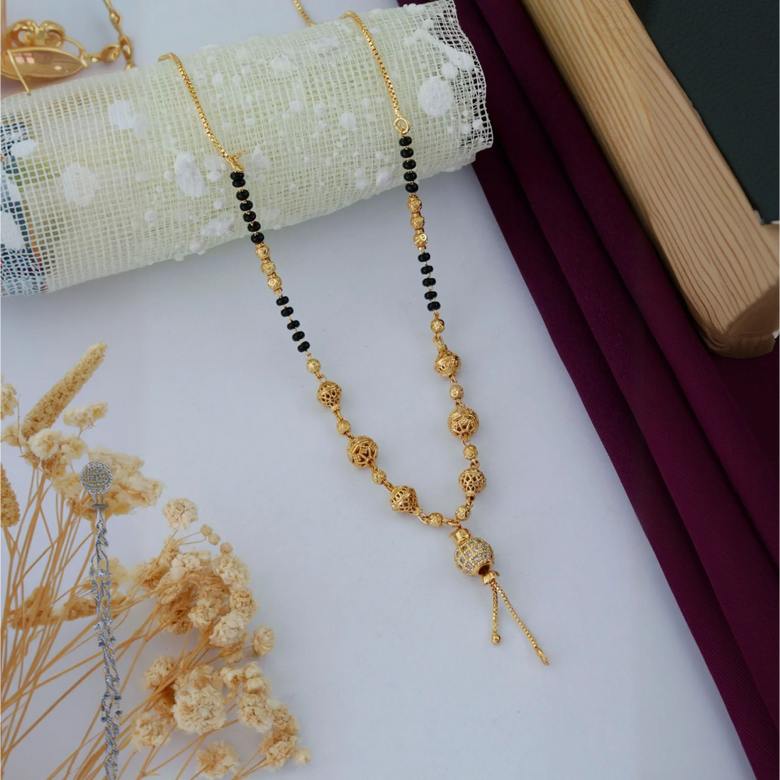 Traditional Gold Plated Black Beads Mangalsutra