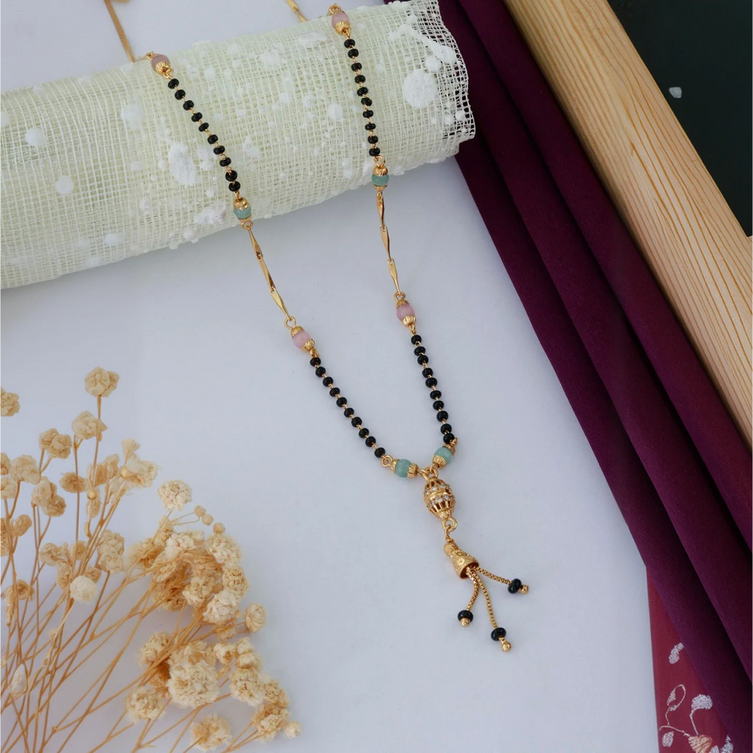 Pastel Beads Designer Gold Plated Mangalsutra