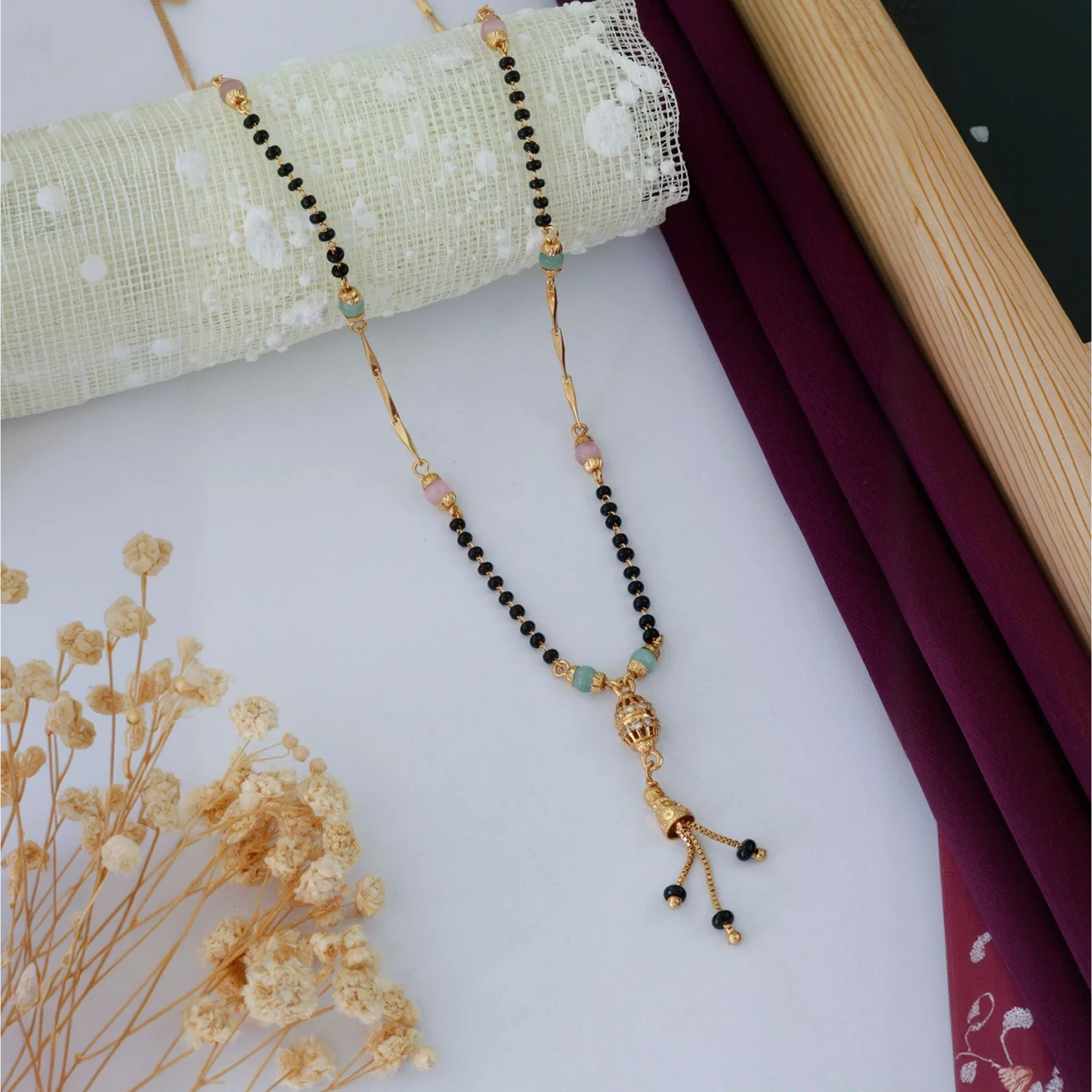 Pastel Beads Designer Gold Plated Mangalsutra