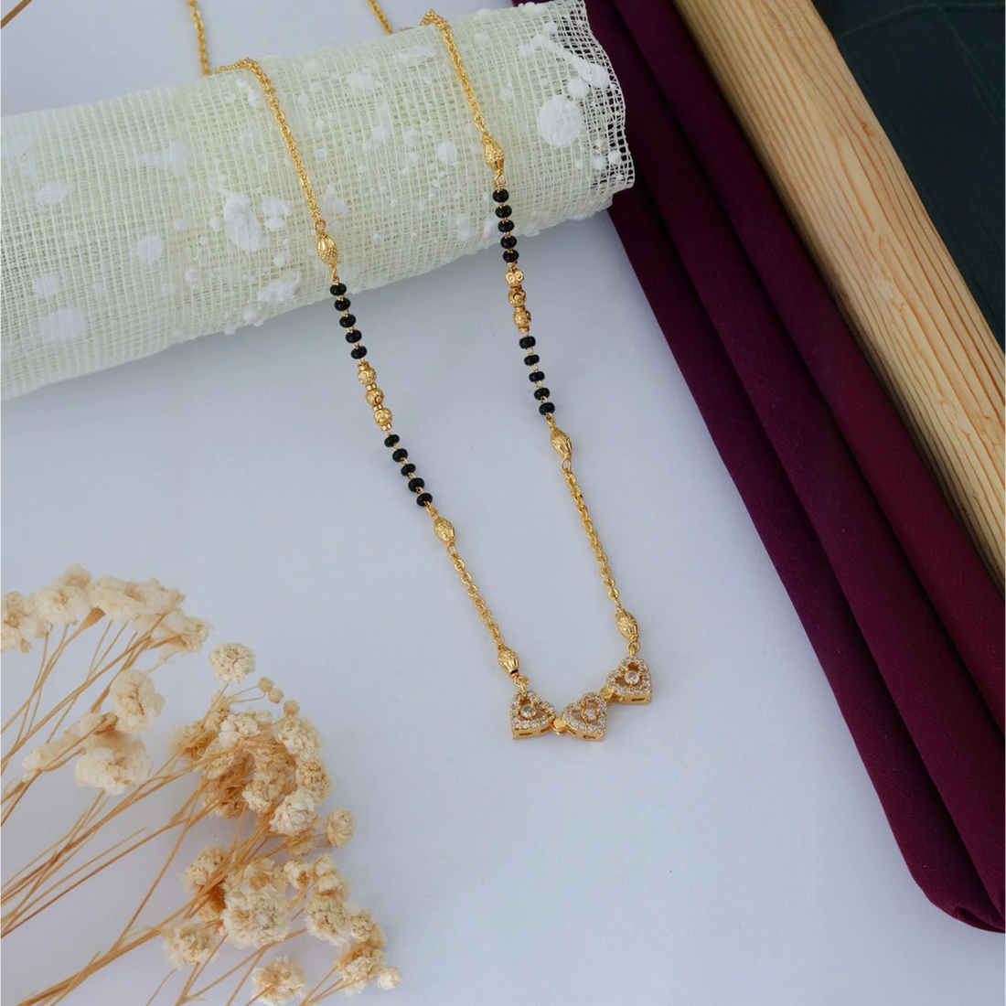 Elegant Heart Design Gold Plated Mangalsutra