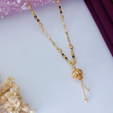 Stylish Gold Plated Black Beads Mangalsutra Chain
