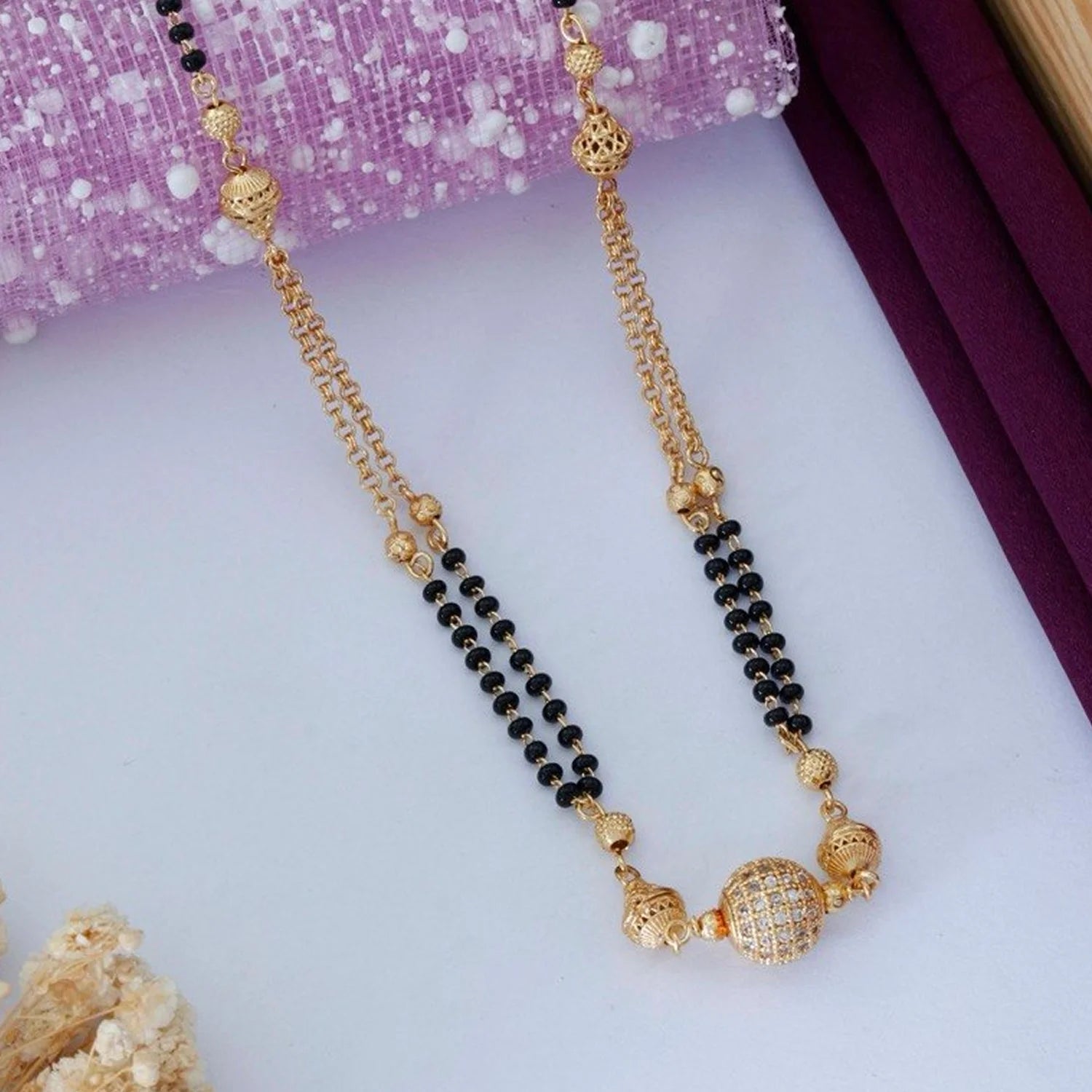 Designer Double Layer Black Beads Mangalsutra