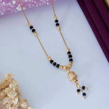 Elegant Crystal Black Beads Gold Plated Mangalsutra