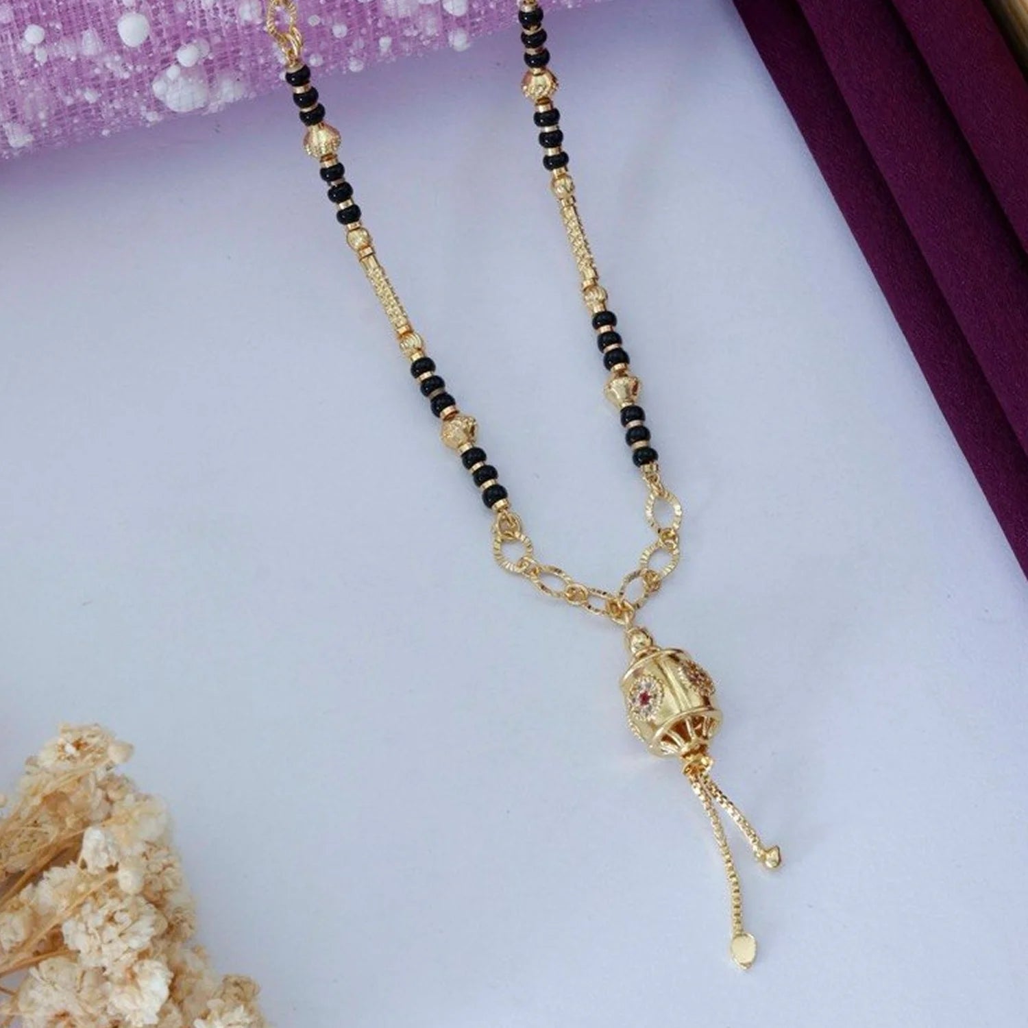 Traditional Gold Plated Black Beads Mangalsutra