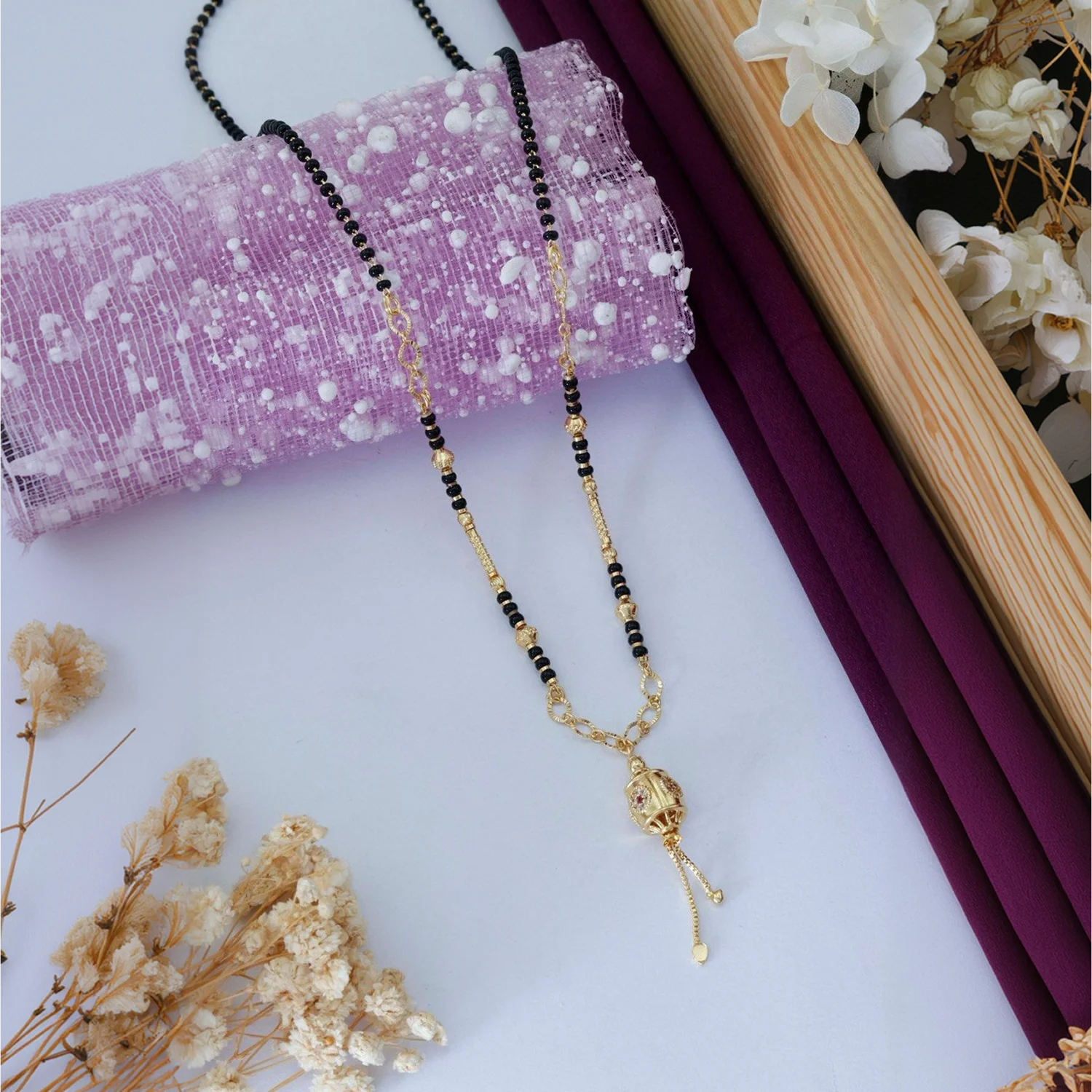 Traditional Gold Plated Black Beads Mangalsutra