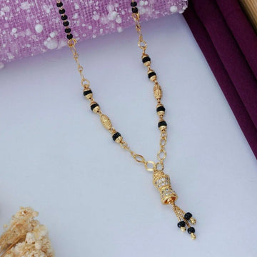 Elegant Gold Plated Black Beads Mangalsutra Chain