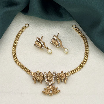 Antique Temple Lakshmi Gold Plated Choker Set with Earrings