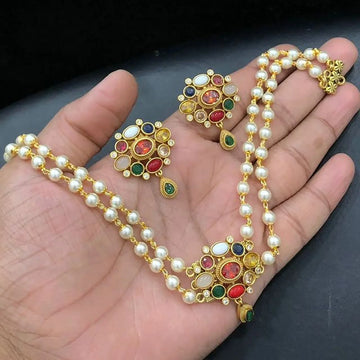 Multicolor Pearl Mala Gold Plated Choker Set