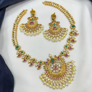 Antique Peacock Pearl South Indian Necklace Set