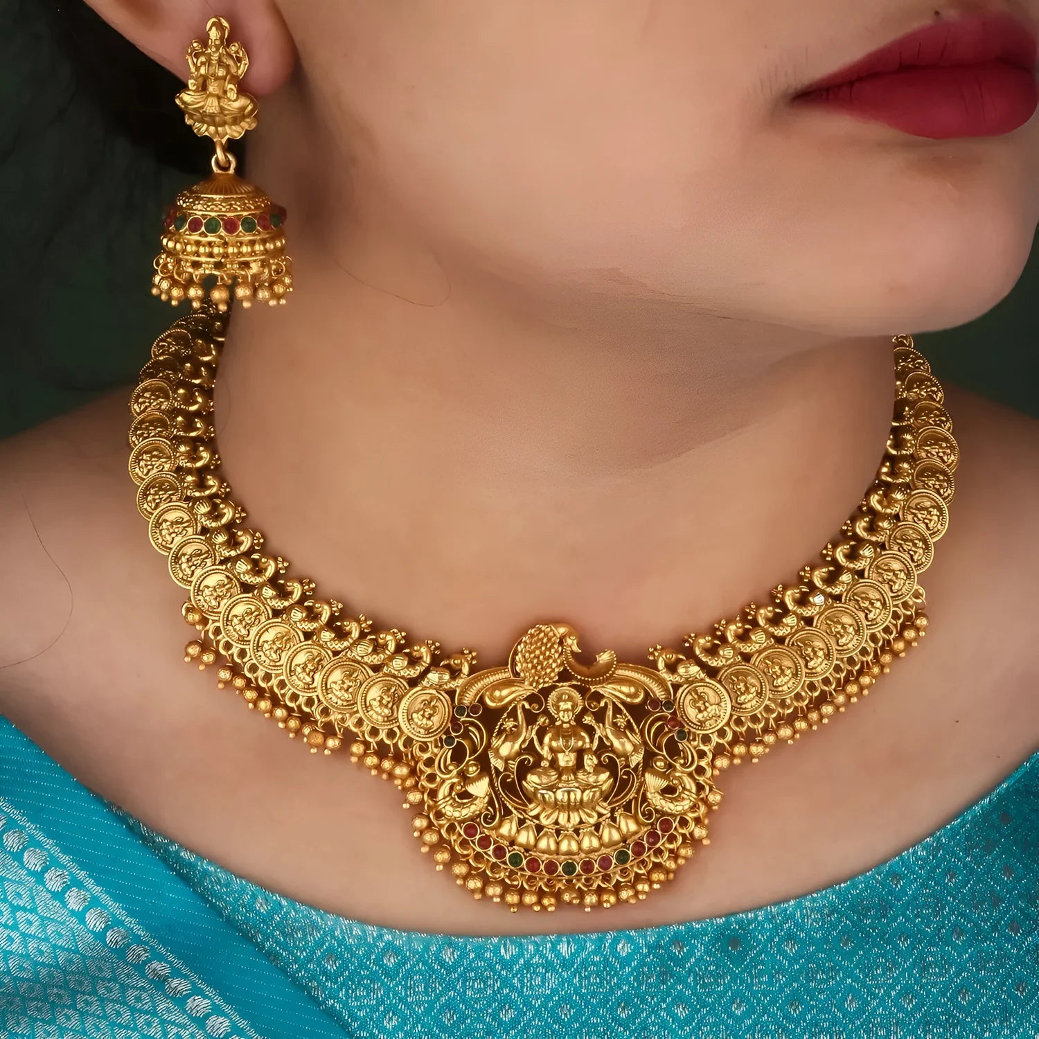 Lakshmi Coin Temple South Indian Necklace Set