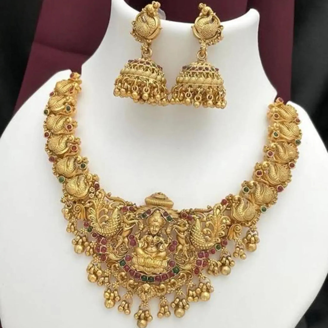 Lakshmi Peacock Antique Gold South Indian Necklace Set