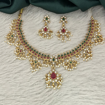 Pearl Drop Temple South Indian Necklace Set