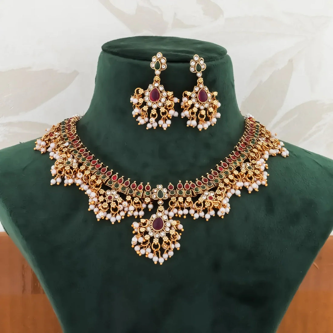 Pearl Drop Temple South Indian Necklace Set