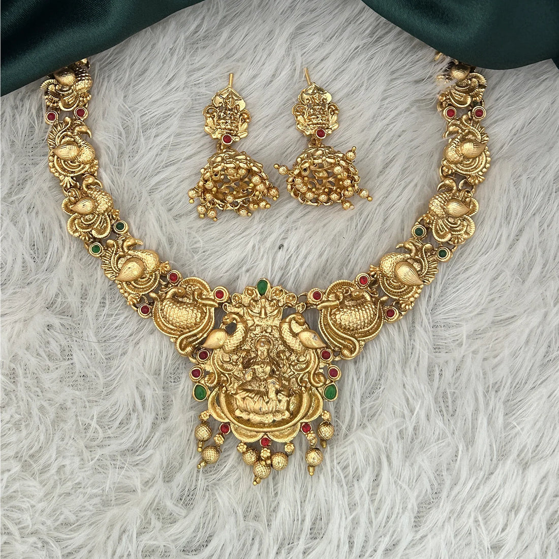 Lakshmi Peacock Gold Plated South Indian Necklace Set