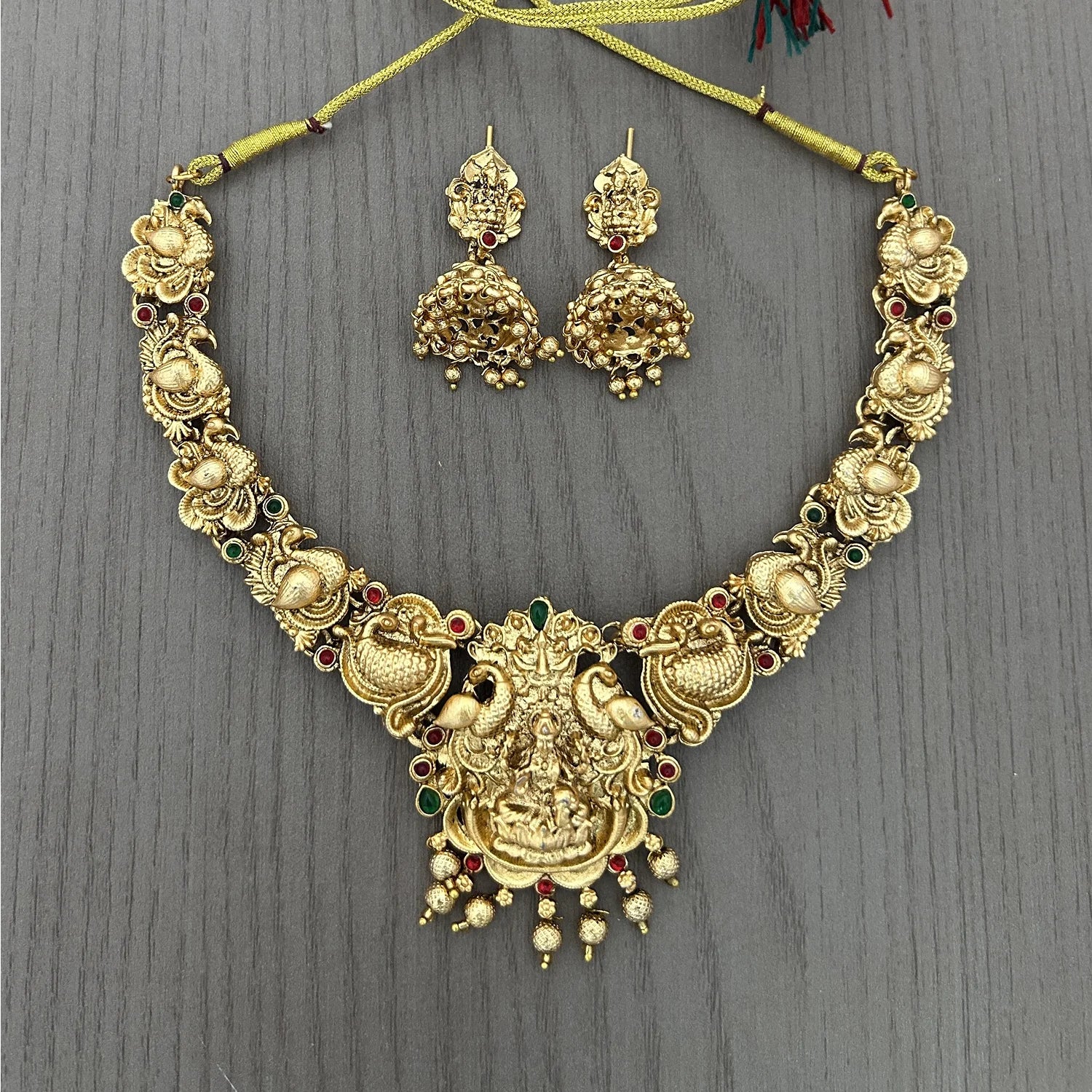 Lakshmi Peacock Gold Plated South Indian Necklace Set