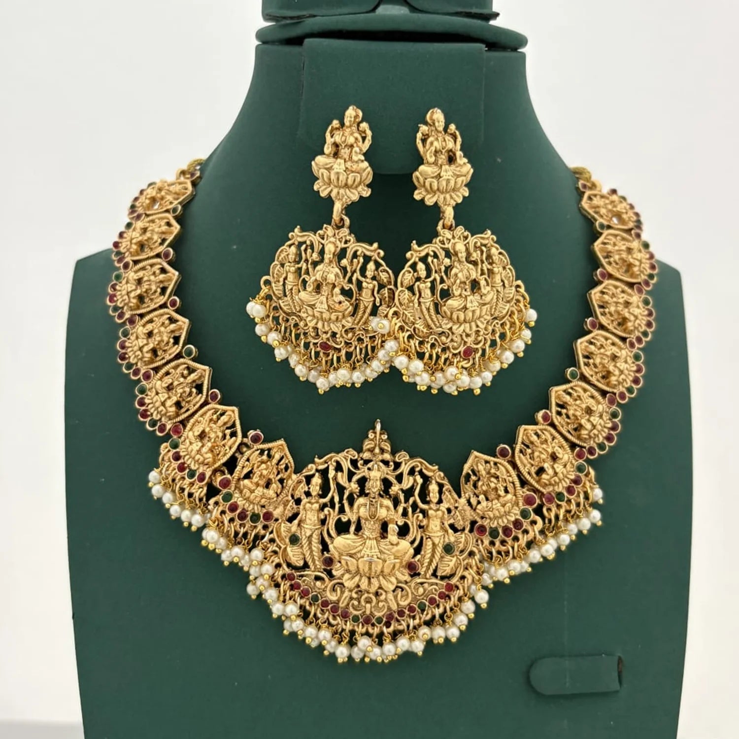 Lakshmi Temple Antique Gold South Indian Necklace Set