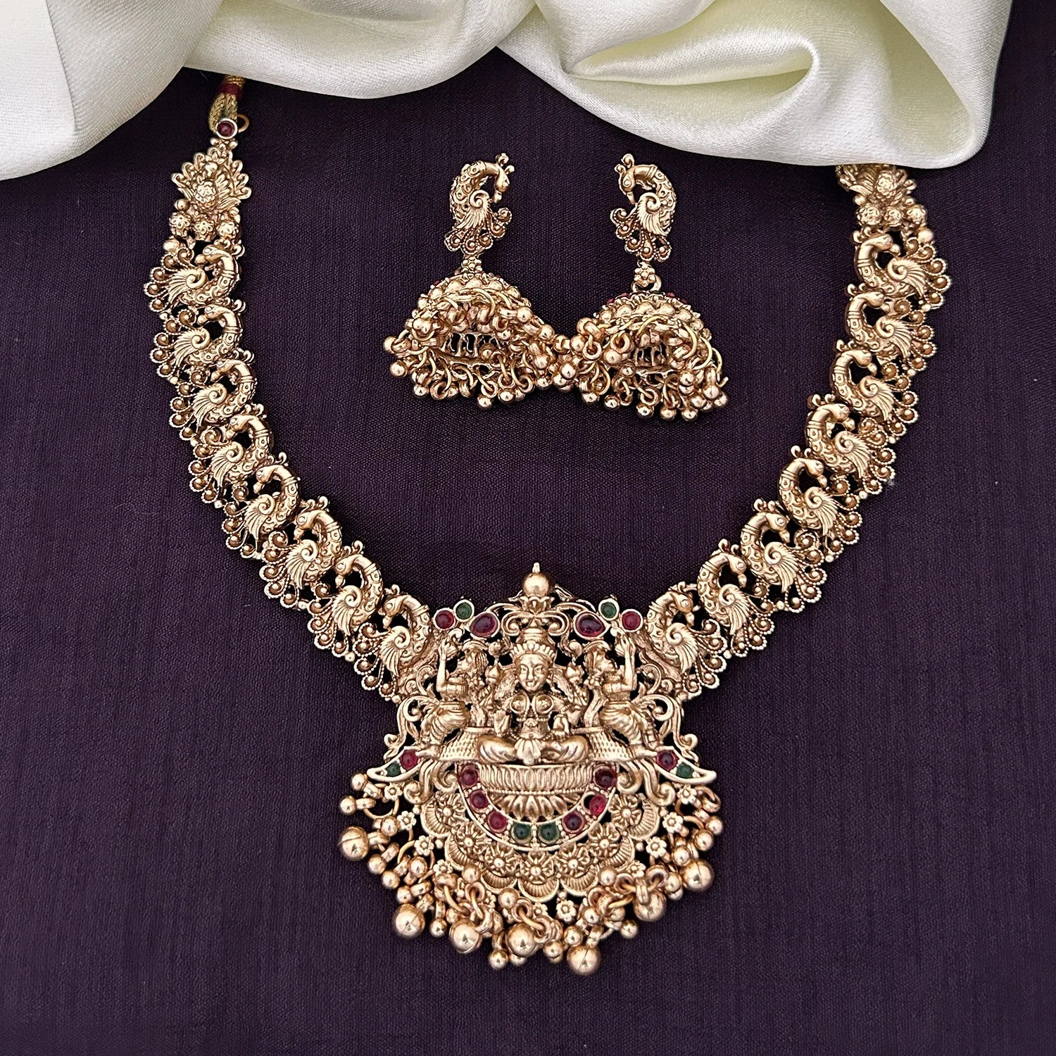 Lakshmi Temple Antique Gold Choker Necklace Set