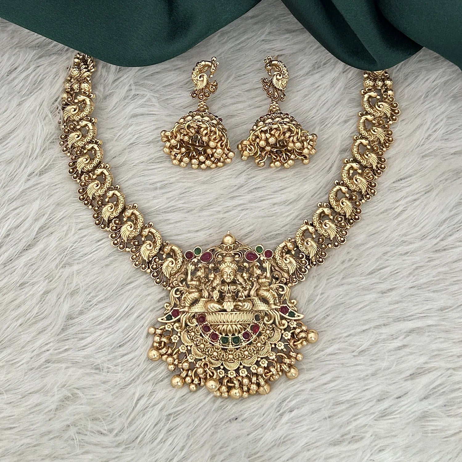 Lakshmi Temple Antique Gold Choker Necklace Set