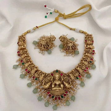 Lakshmi Temple Bridal Antique Gold Necklace Set