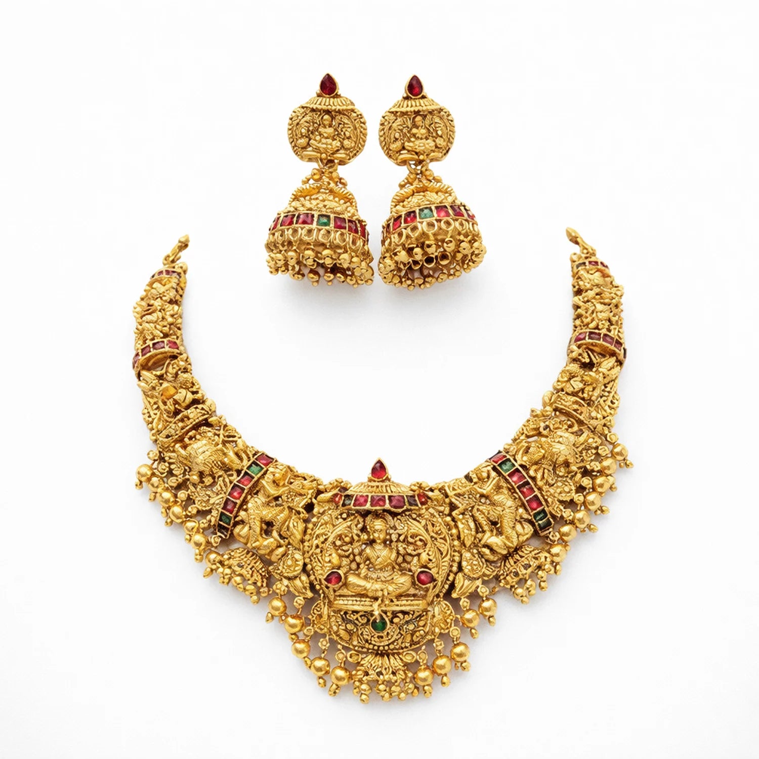 Lakshmi Temple Antique Gold South Indian Necklace Set
