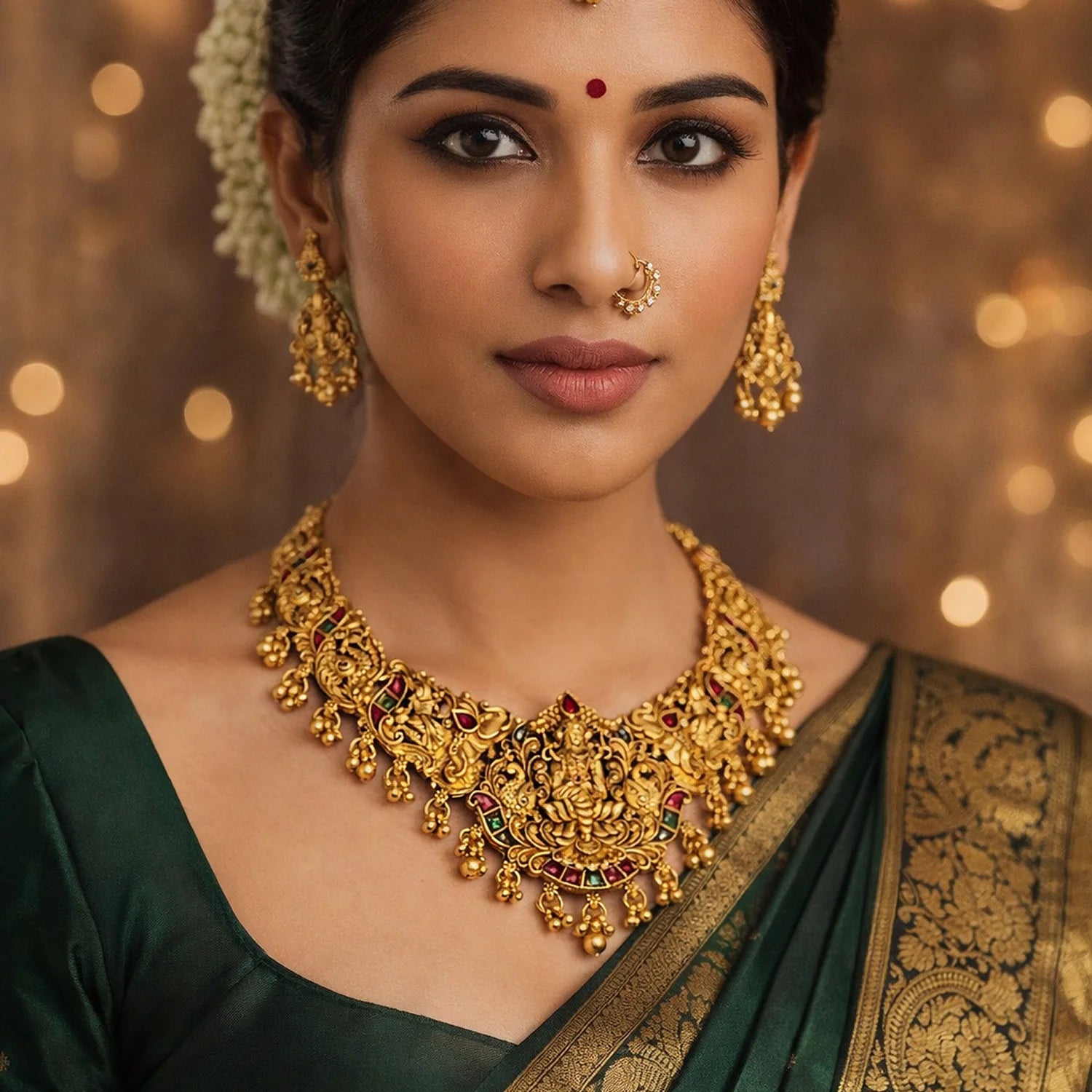 Lakshmi Temple Antique Gold South Indian Choker Set