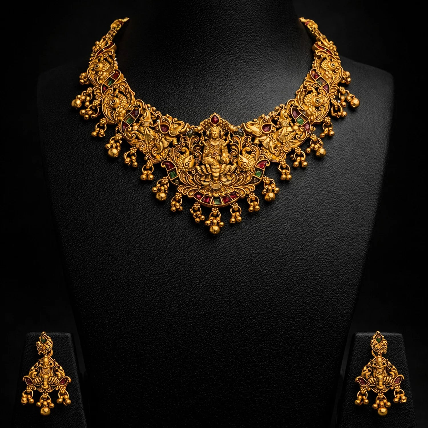 Lakshmi Temple Antique Gold South Indian Choker Set