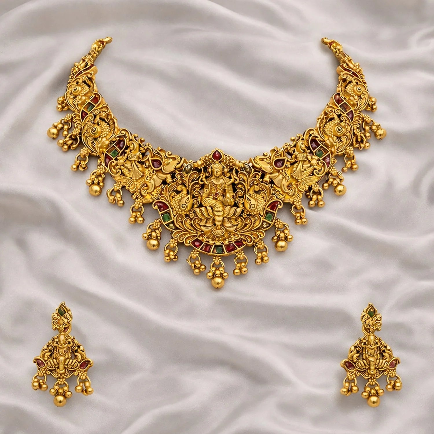 Lakshmi Temple Antique Gold South Indian Choker Set