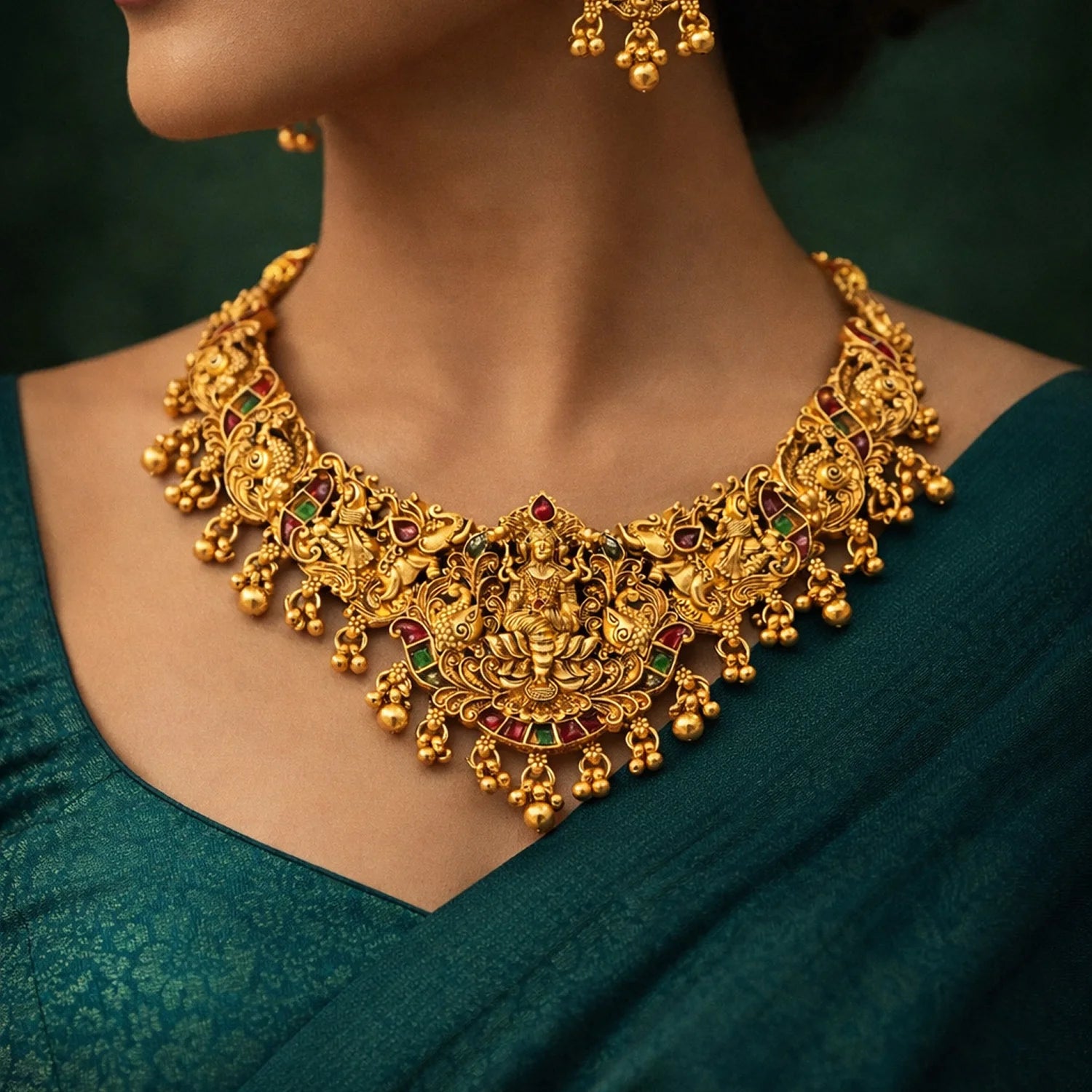 Lakshmi Temple Antique Gold South Indian Choker Set