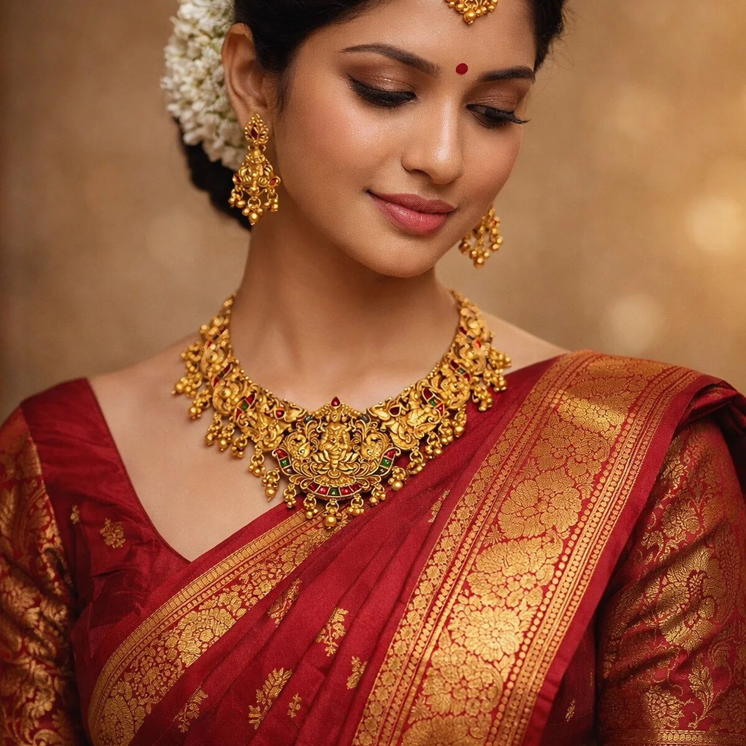 Lakshmi Temple Antique Gold South Indian Choker Set