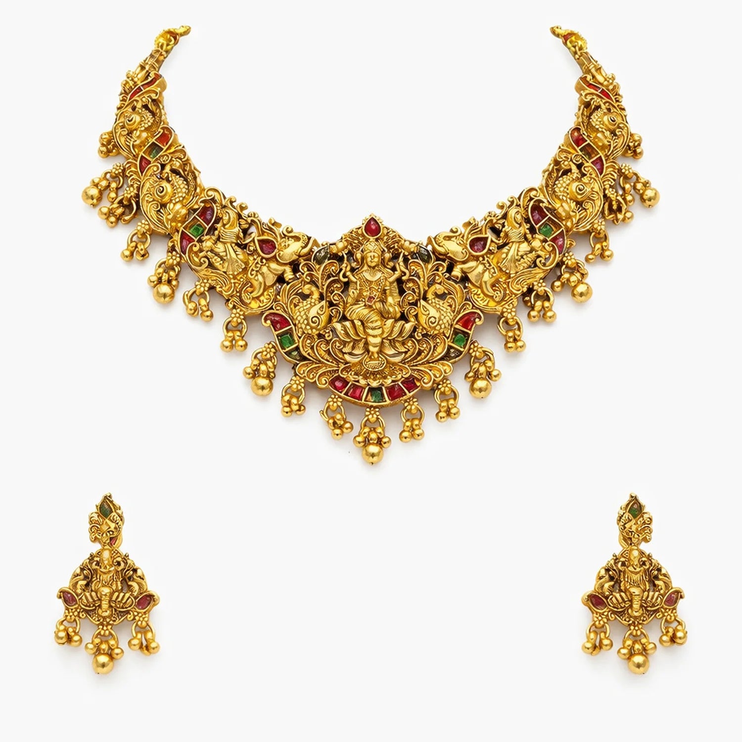 Lakshmi Temple Antique Gold South Indian Choker Set