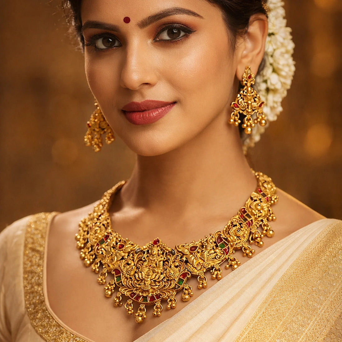 Lakshmi Temple Antique Gold South Indian Choker Set