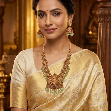Grand Lakshmi Temple Antique Gold Necklace Set
